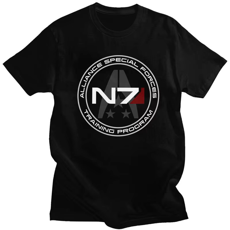 Personnalisé Cool Alliance Mass Effect N7 T-shirt hommes à manches courtes pur coton T-shirt jeu vid