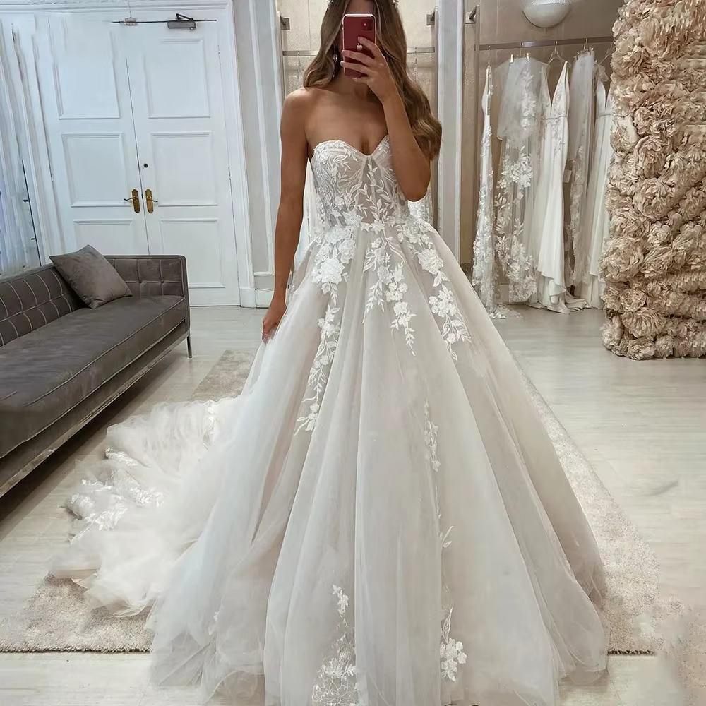Robes de mariée charmantes sans bretelles pour la mariée 2025, dos nu, sans manches, Robe De Mariée