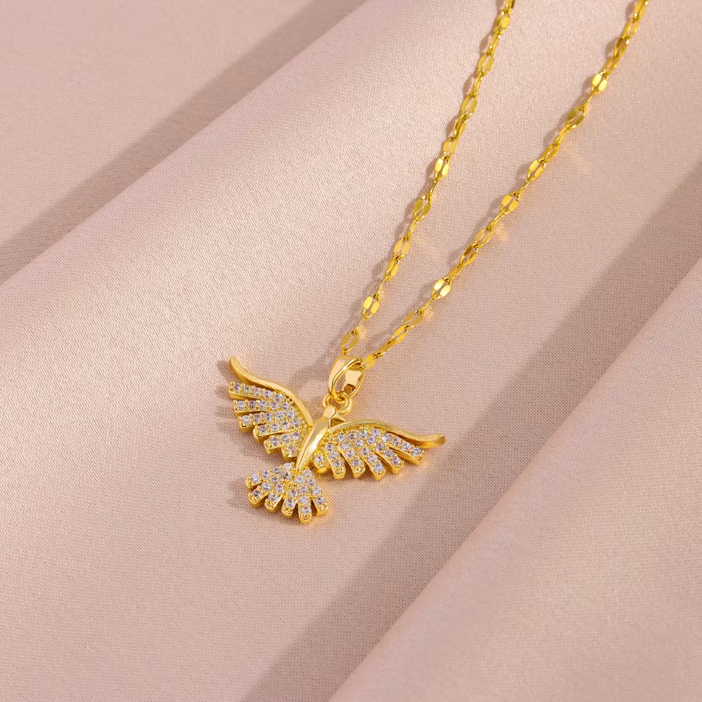 Nouveau brillant 18K plaqué or Vintage Phoenix pendentif colliers pour femmes Style rétro femme usag