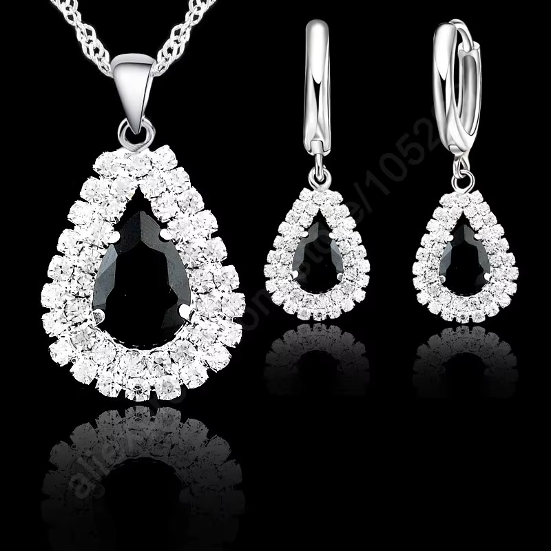 Ensembles de bijoux de mariage élégants en argent Sterling 925 pour femmes, goutte d'eau Fine, pende