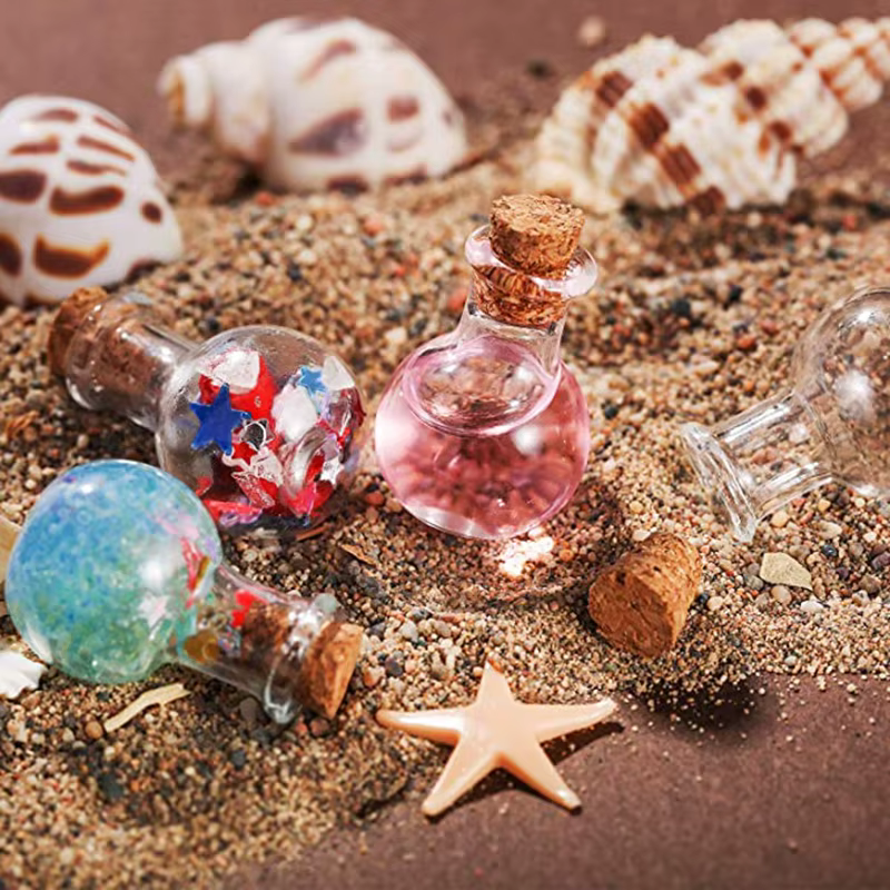 10x Mini petites bouteilles en verre flacons de Potion en liège pour décoration Miniature de mariage