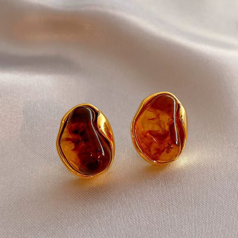 Maillard – boucles d'oreilles en pierres géométriques irrégulières pour femmes, couleur ambre frança
