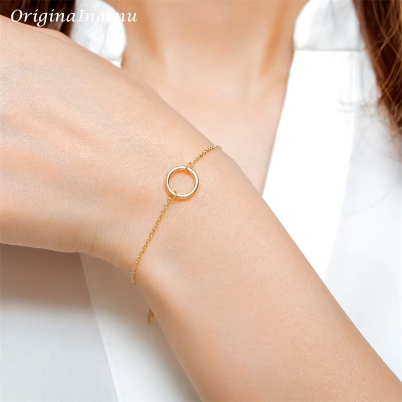 Bracelet circulaire en or fait à la main pour femme, bijoux remplis d'or, bracelets bohèmes vintage