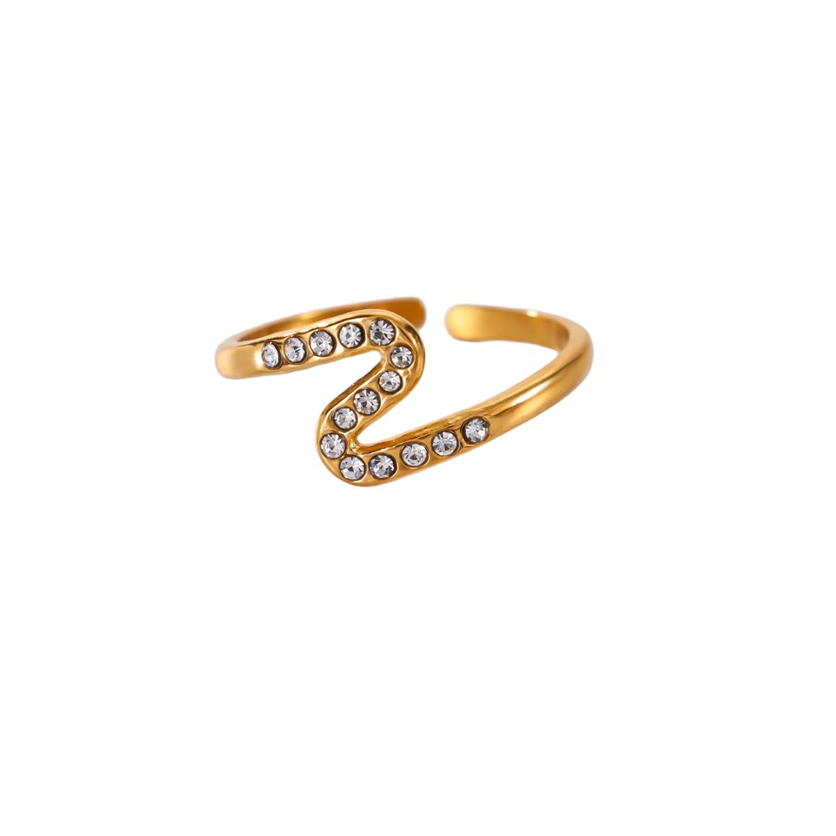 Bagues vintage en zircon pour femmes, plaquées or 18 carats, en acier inoxydable, motif vague géomét