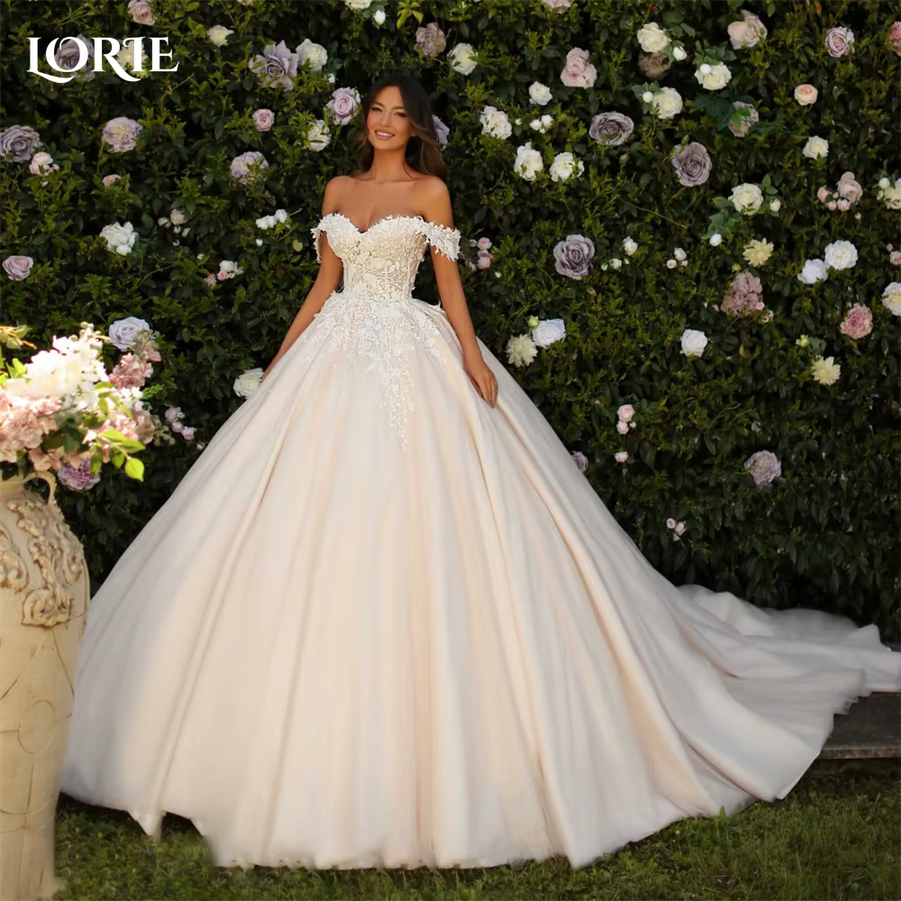 LORIE-Robe de Mariée Vintage en Dentelle, Ligne A, Décolletée, avec Appliques, Dos aux, pour Patient