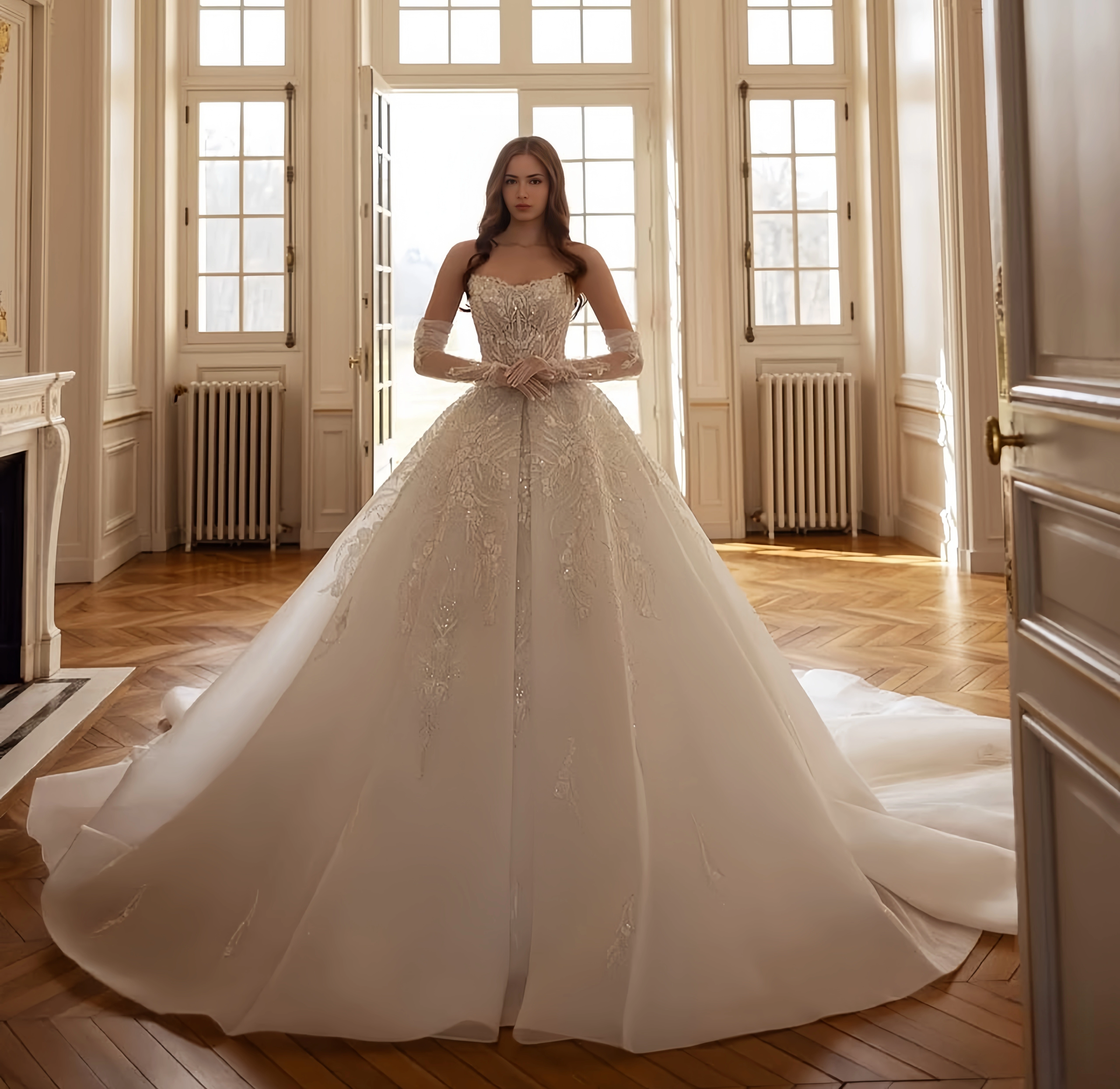 Robe de mariée élégante sans bretelles, personnalisée, sans manches, perlée, estidos de novia, amand
