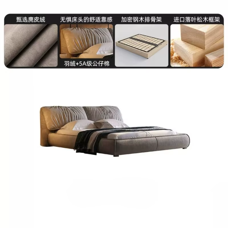 Lit double en tissu simple et luxueux pour 2 personnes, taille Queen, 150x200, 180x200, 200x220 cm, 