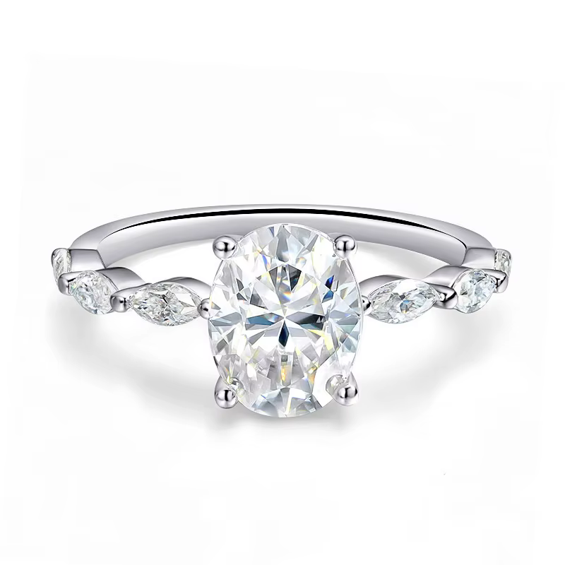OEVAS – bagues en diamant Moissanite pour femmes, coupe ovale, couleur D, 1CT, 2CT, plaqué or 18K, a