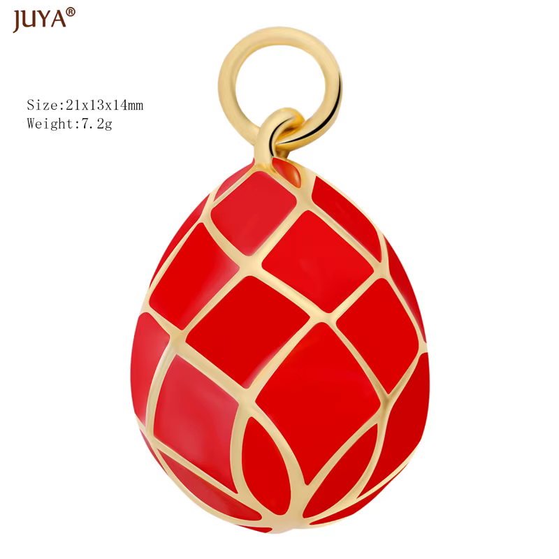 JUYA – pendentif Style bohémien plaqué or 18 carats, breloque ballon 3D en émail imprimé pour bricol