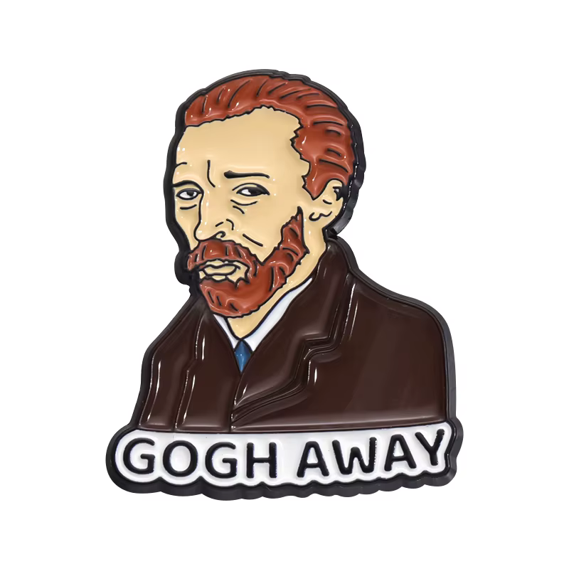 Épingles en émail pour peinture de figurines d'artiste Van Gogh, broches d'autoportrait GOGH AWAY, d