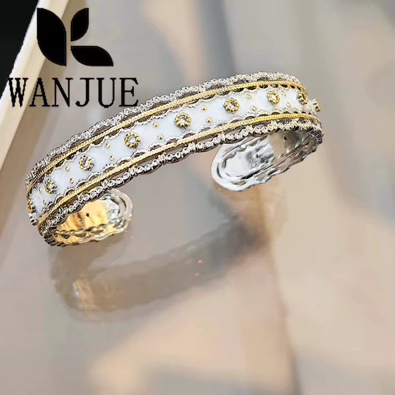 Bracelet de couronne de films d'hommes de style cour italienne de luxe pour femmes, motif tissé, art