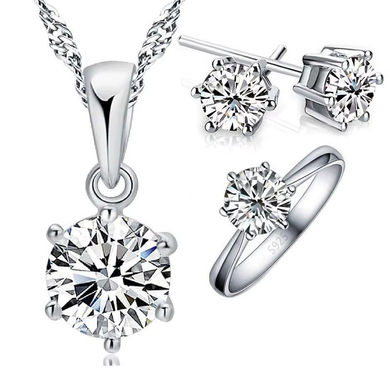 Ensemble de bijoux de mariage pour femmes, cadeau d'anniversaire, argent Sterling 925, brillant, col