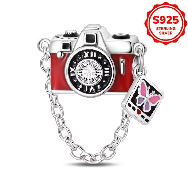 Breloques en argent 925 Plata De Ley, caméra de voyage dans le temps, perles pour bracelets originau