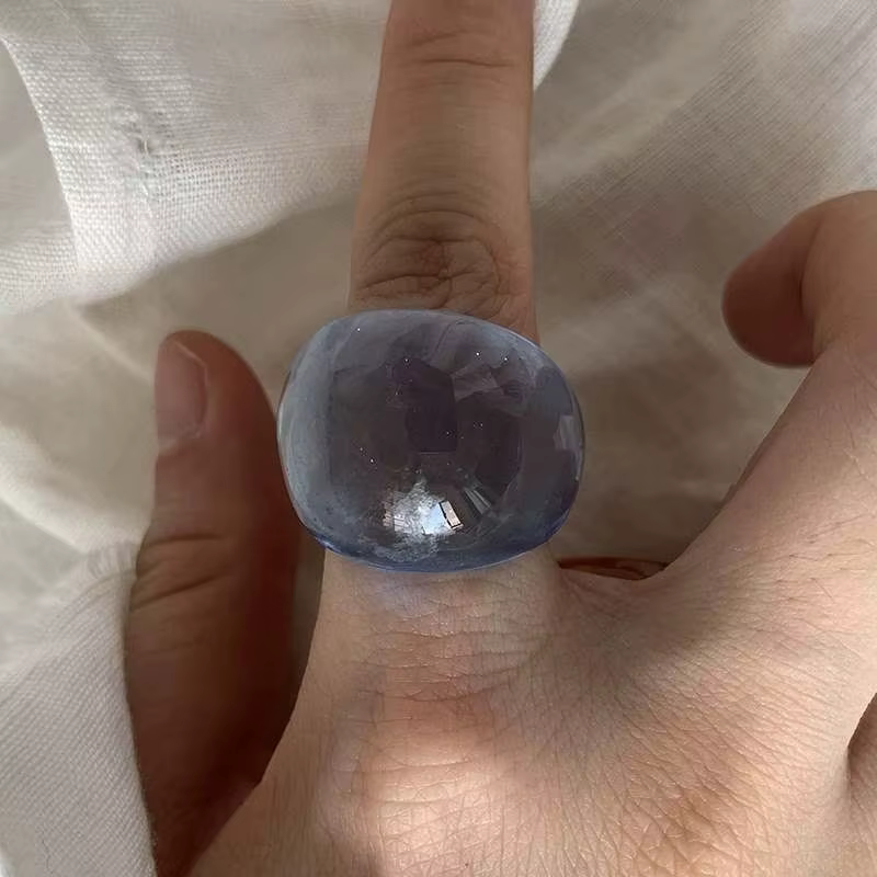 Bague en résine acrylique transparente, design géométrique vintage, bague épaisse pour femme, bijoux