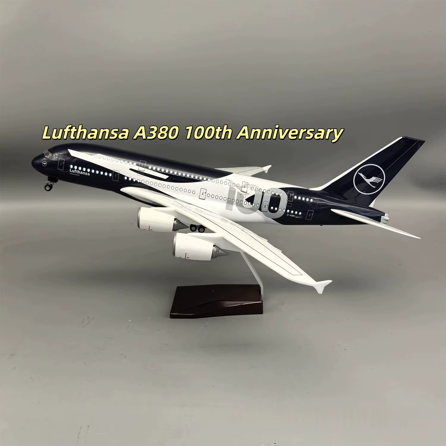 Maquette d'avion Lufthansa A380, 100e anniversaire allemand, 45 cm, modèle en métal moulé sous press