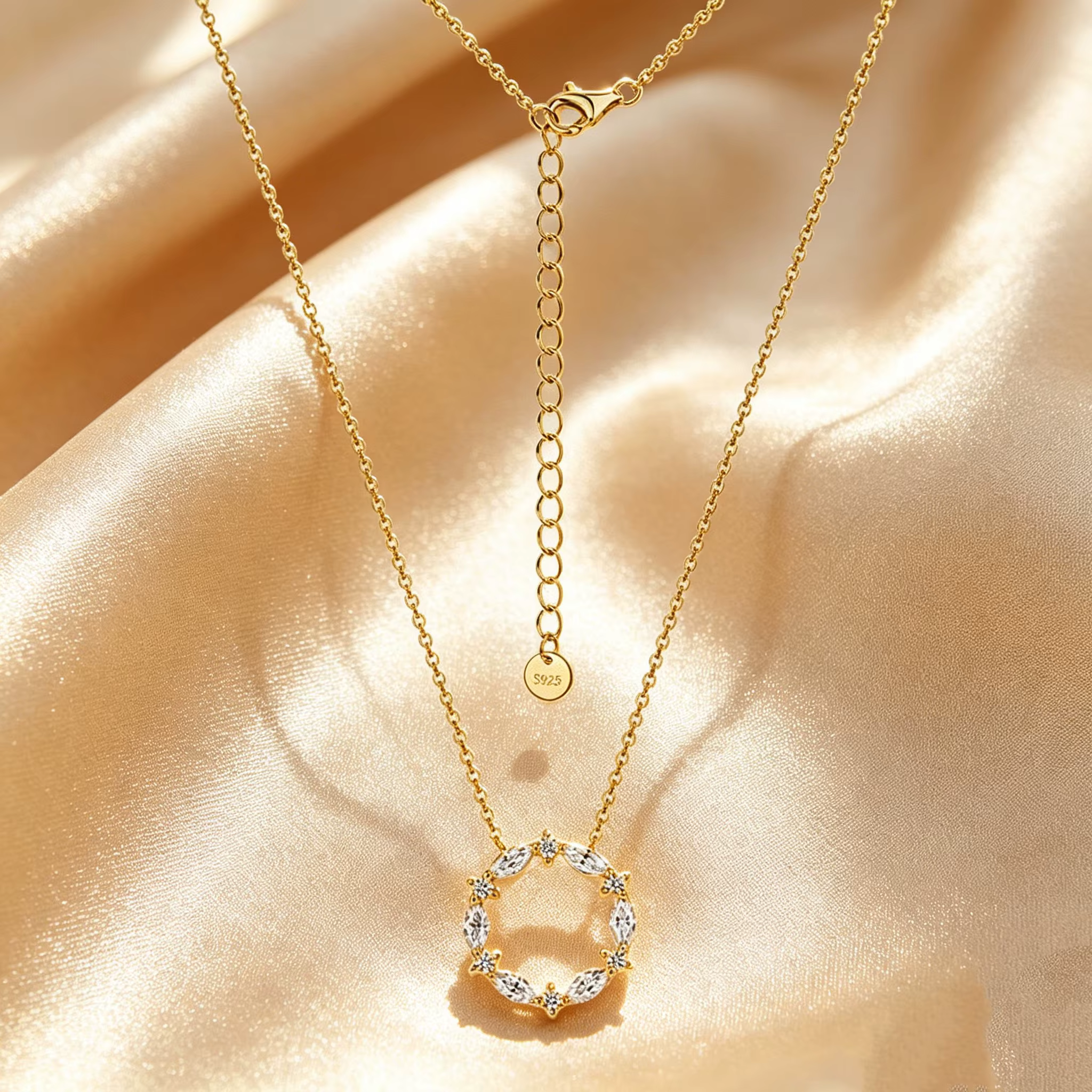 Chaîne de clavicule en argent sterling S925 avec moissanite œil de cheval et motif couronne, Légende