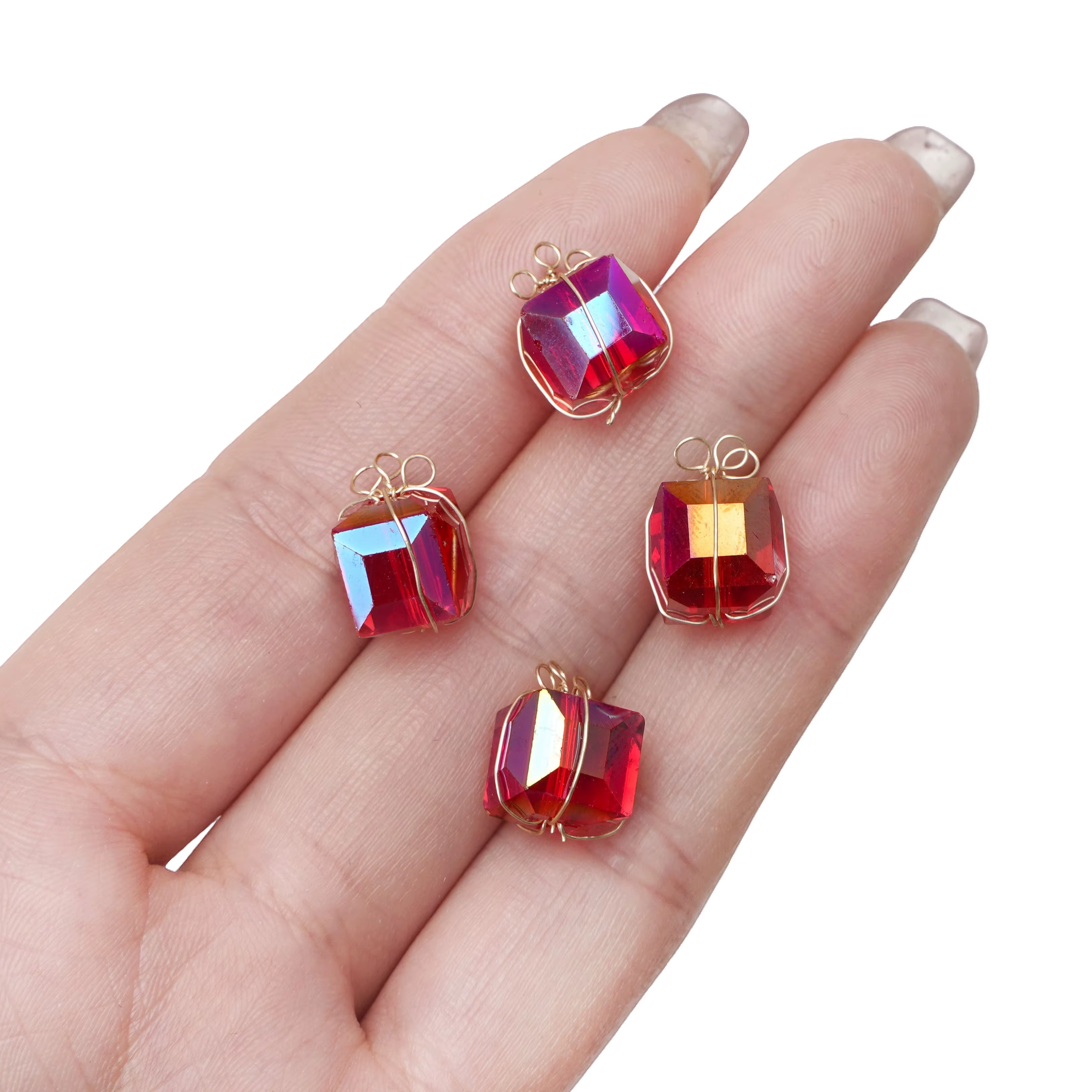 Breloques en verre cristal série noël, 1 pièce, fabrication de bijoux, perles, Bracelet, collier, sa