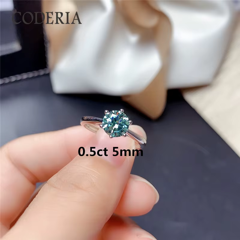 Test positif véritable Moissanite bleu vert bague en pierres précieuses excellente coupe 1-3 Carat b