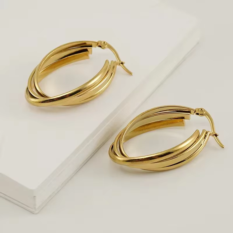 Boucles d'oreilles créoles remplies d'or 18 carats pour femmes, recommandées par experts, bijoux str