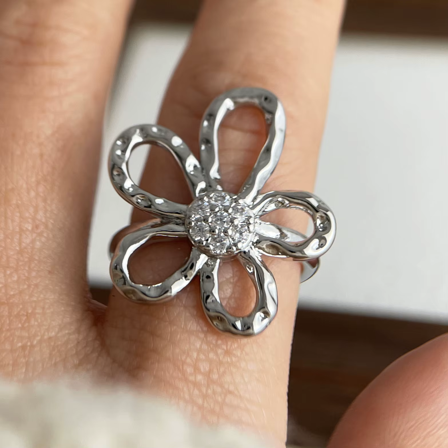 Bagues en argent Sterling 925 pour femmes, grande fleur, bague minimaliste pour Couple, bijoux de fê