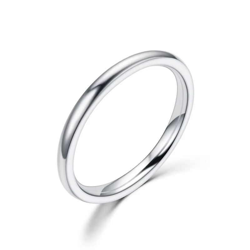 Bagues fines en acier inoxydable de 2mm, or Rose, bagues simples en acier titane pour femmes et fill
