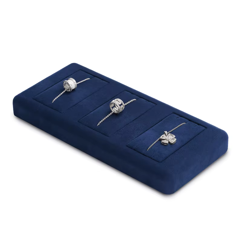 Oirlv-Ensemble d'affichage de bijoux en velours bleu, comptoir de magasin, accessoires pour boucle d