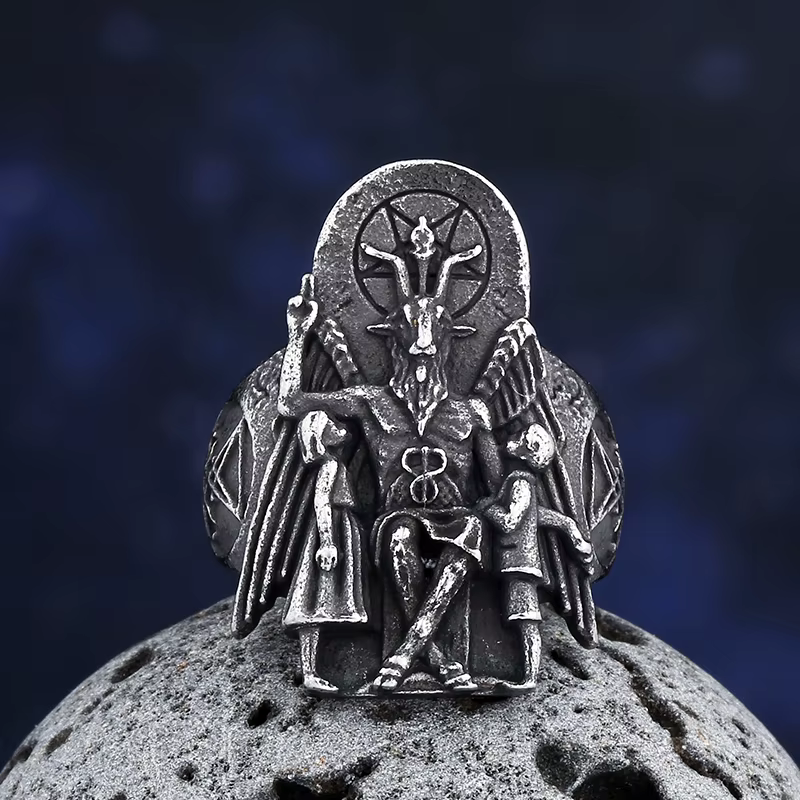 Punk 2024 nouvelle bague Vintage Lucifer Satan chevalière pour homme bon détail Aubis Punk bijoux li