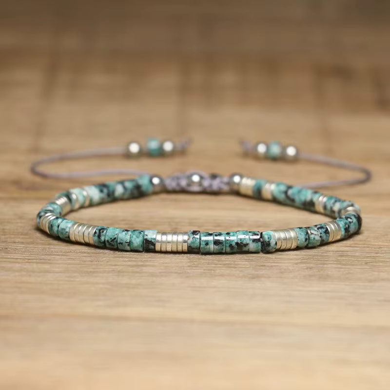 Bracelet en pierre d'agate rouge ou de granit, Style Boho, tissage fait à la main, réglable, cadeaux