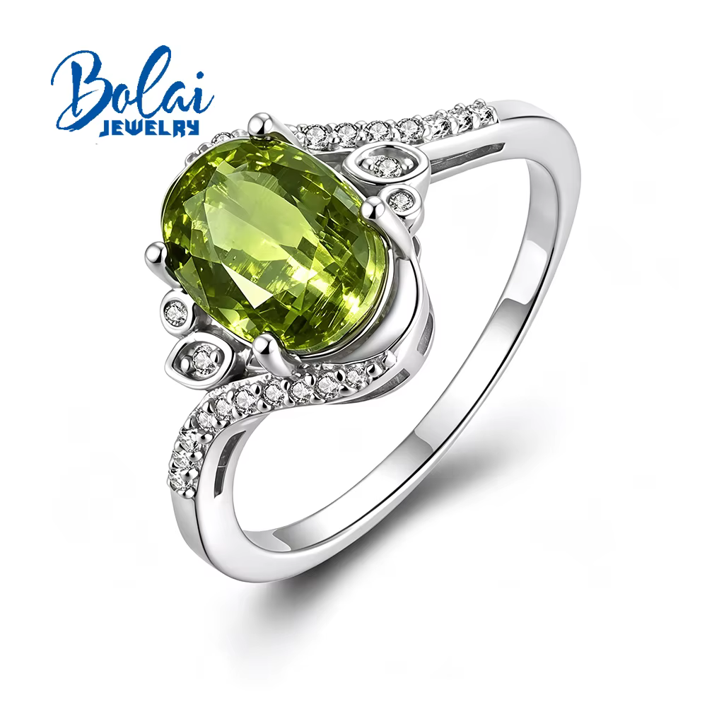 Bague classique précieuse pour femme, pierre précieuse péridot naturel, pierre de naissance d'août, 