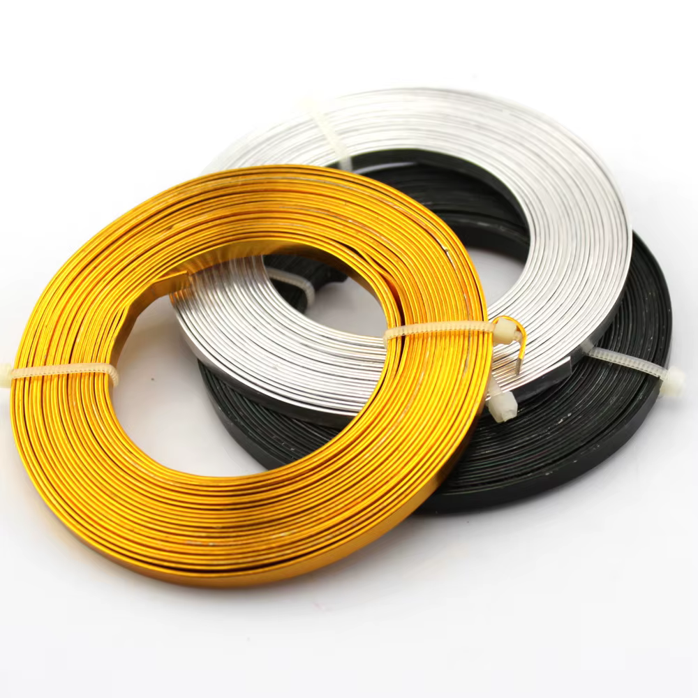 Fil d'aluminium plat pour travaux manuels faits à la main, fil métallique pour bijoux, bricolage exé