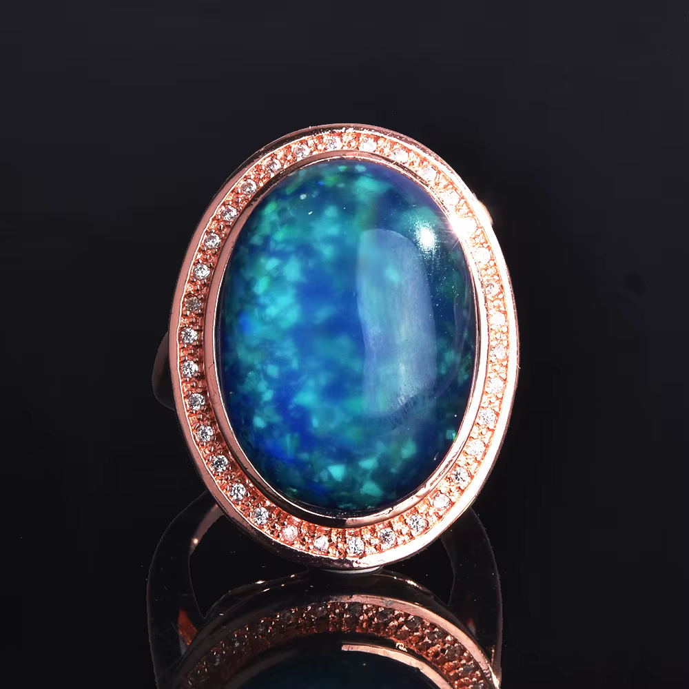 Bague en opale imitation multicolore de grande taille luxueuse pour femmes, bijou exquis