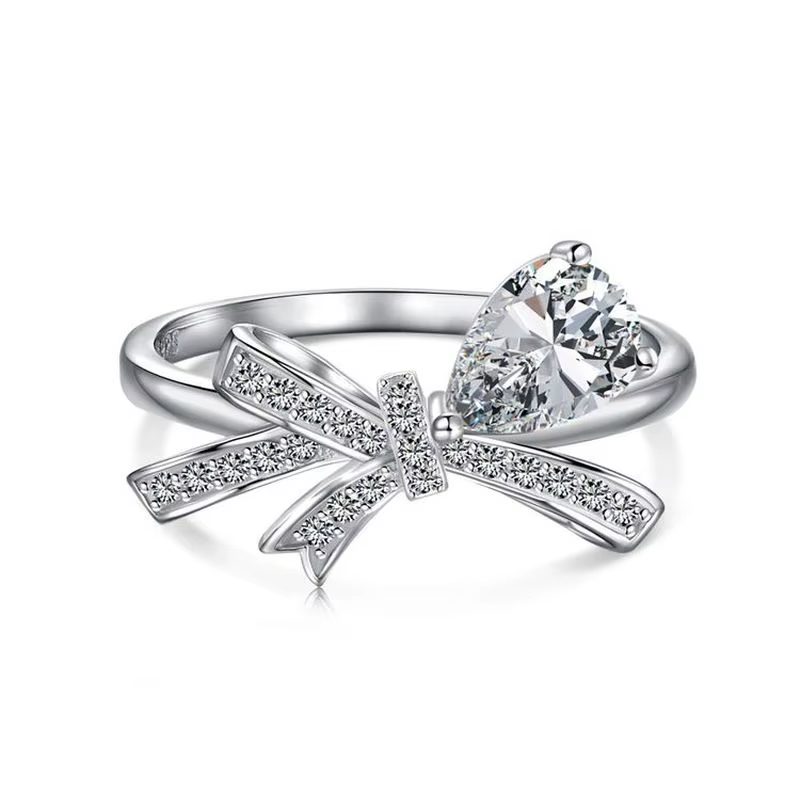 Bague en argent Sterling 925 avec nœud papillon, goutte d'eau en Zircon pour femmes, fiançailles, ma