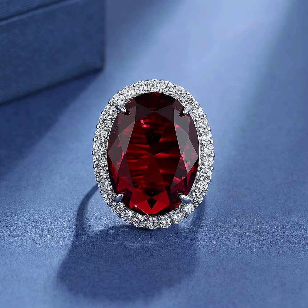 Bague en argent Sterling 925 en Zircon rouge, Simple et à la mode, cadeau d'anniversaire, de mariage