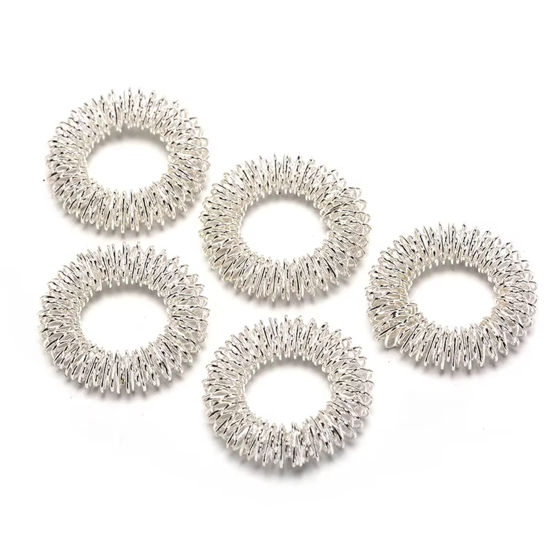 Lot de 5 anneaux de massage des doigts en acier inoxydable, anneaux d'acupuncture pour la thérapie, 