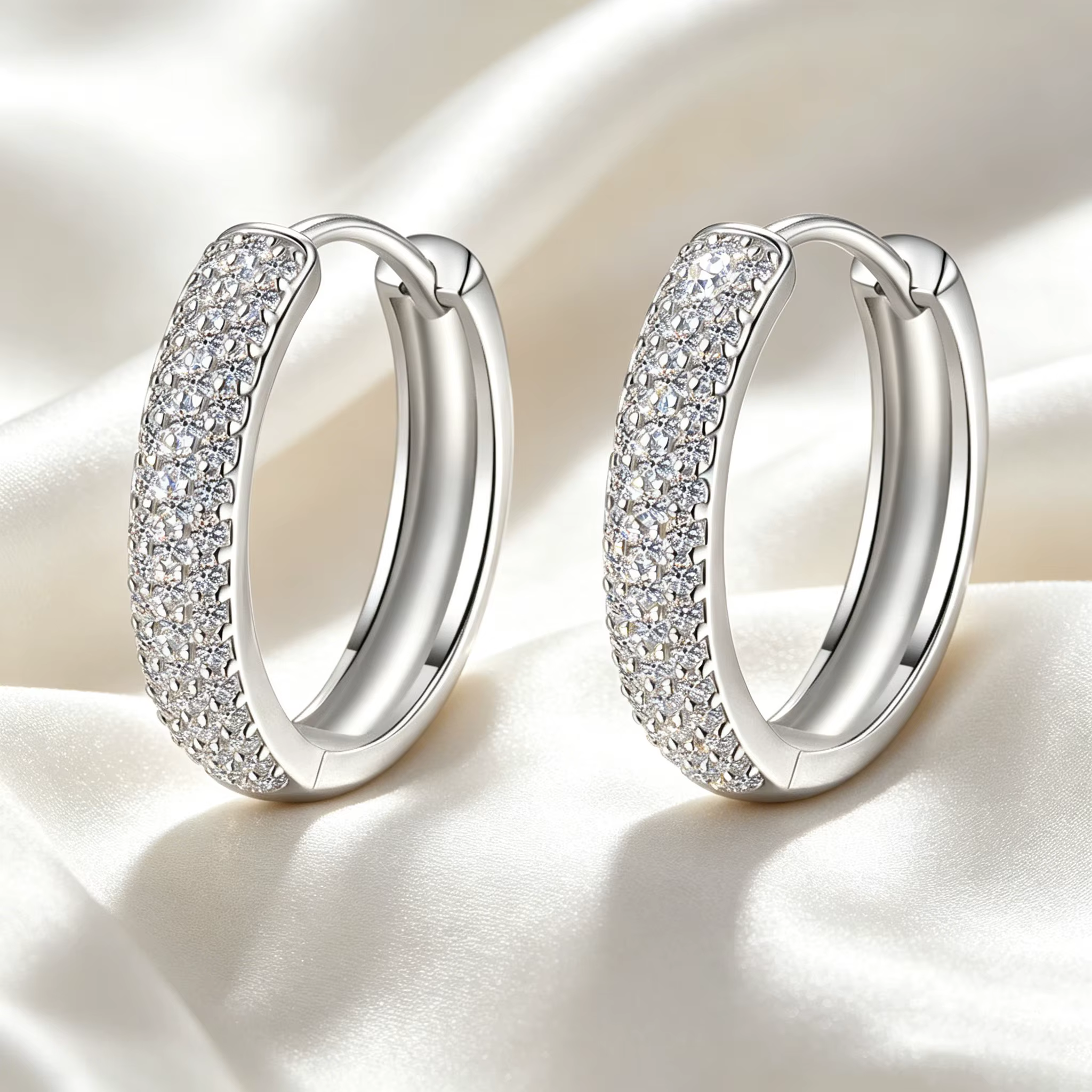 Boucles d'oreilles Moissanite 12/15/18/25mm, Bijoux Tremella Premium en Argent 925, Luxe Léger Abord