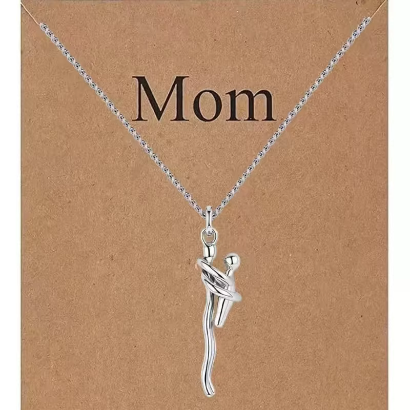 Collier câlin mère-enfant en argent Sterling bicolore, pendentif familial détachable, cadeau spécial