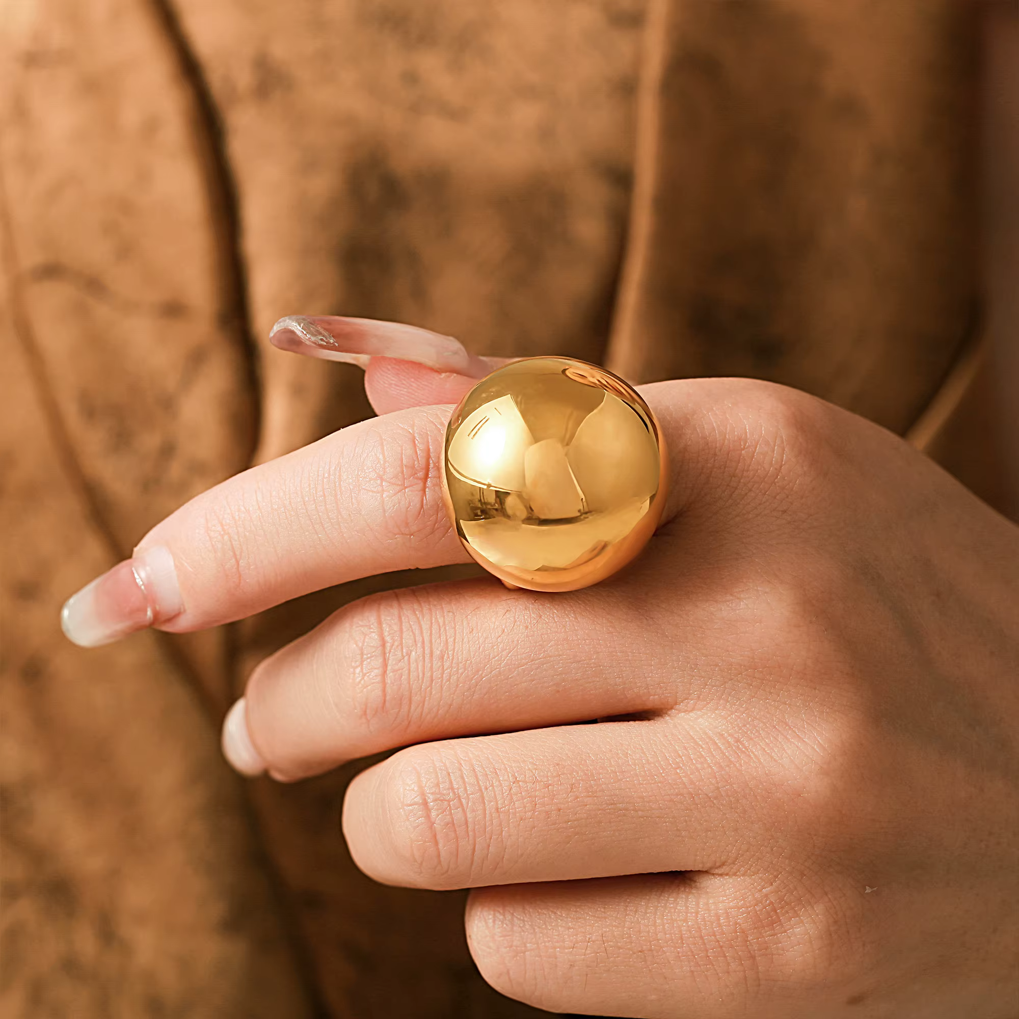 Sphblades-Bague épaisse en acier inoxydable plaqué or 18 carats pour femme, style hip hop et rock, h