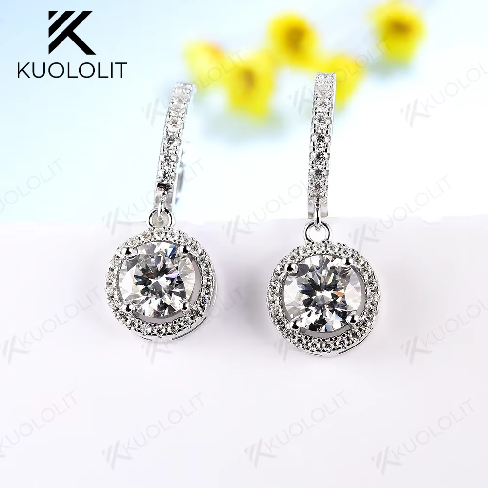 Kuololit-Boucles d'oreilles clip Moissanite pour femme, argent regardé 925, manchette d'oreille plaq