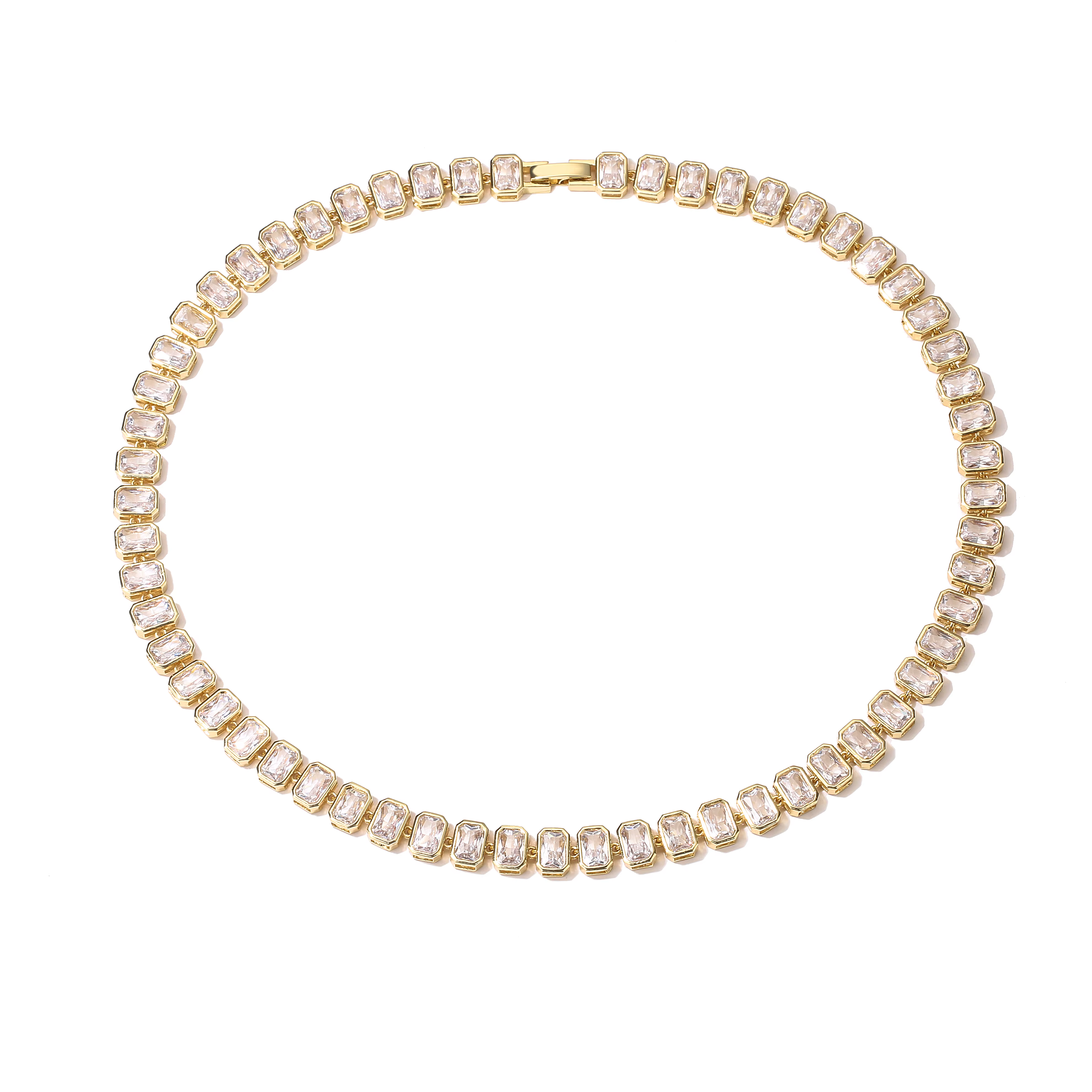 HECHENG, bijoux de luxe plaqués or 18 carats, collier rectangulaire en cristal CZ, boucles d'oreille