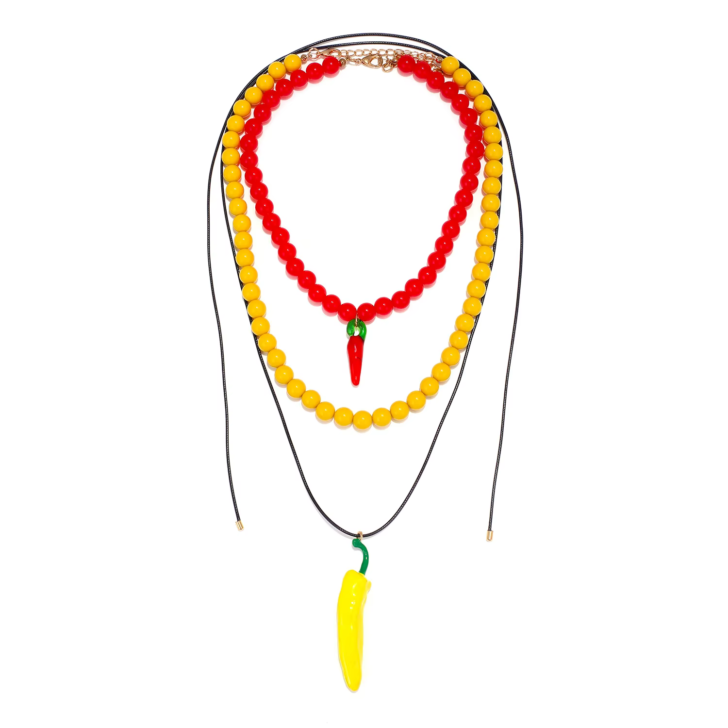 Colliers bohèmes multi-couches avec pendentif piment perlé pour femmes, bijoux tendance pour fêtes e