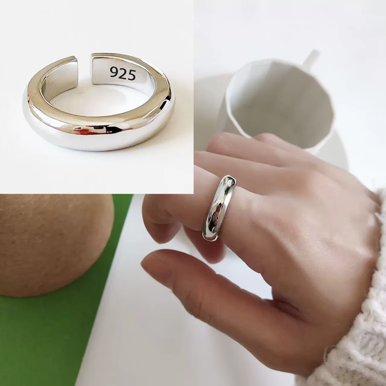 VENTFILLE 925 en argent Sterling fleur géométrie bague pour femmes fille évider Zircon grâce large b