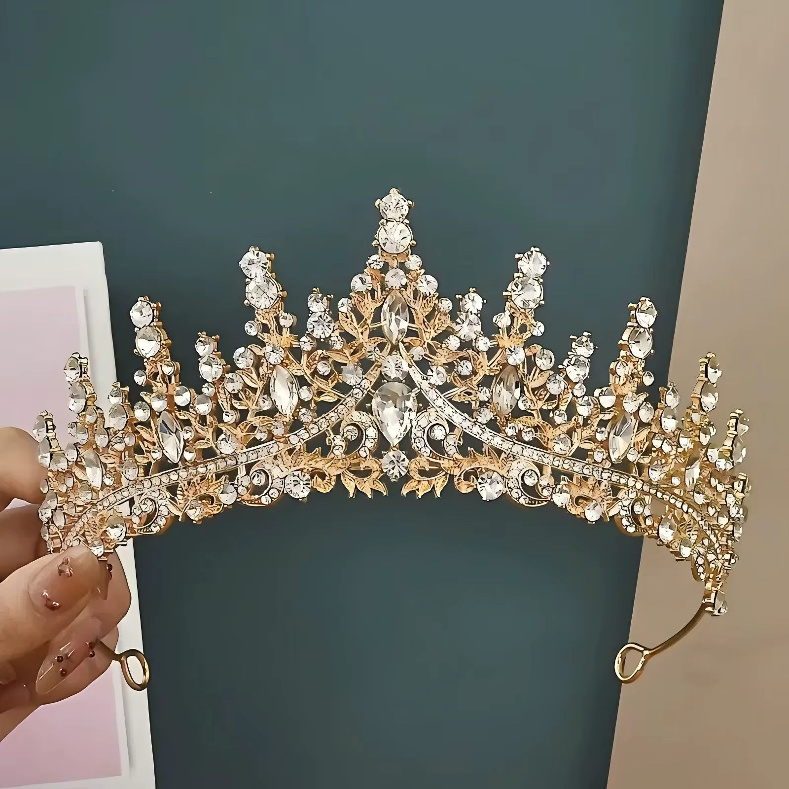 1 couronne de mariée élégante, style baroque, avec strass, bandeau de princesse, accessoires pour ch
