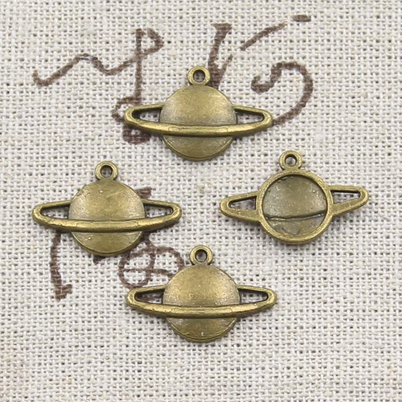 50 pièces breloques saturne planète Spark 20x13mm Antique argent couleur plaqué pendentifs faisant b