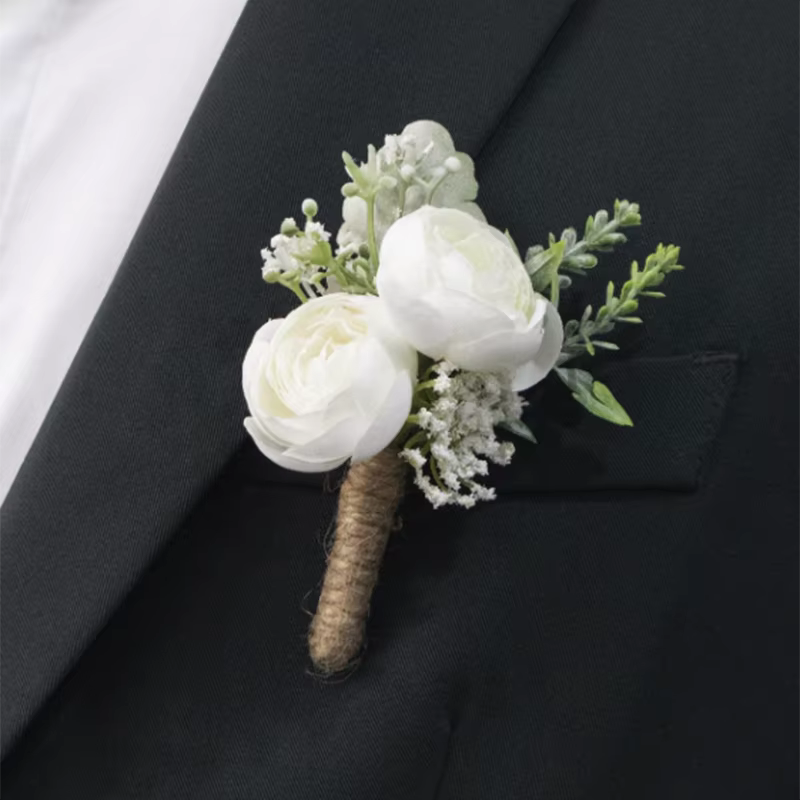 Corsage de mariage pour homme, style campagnard, corsage blanc pour la mariée, corsage de poignet po