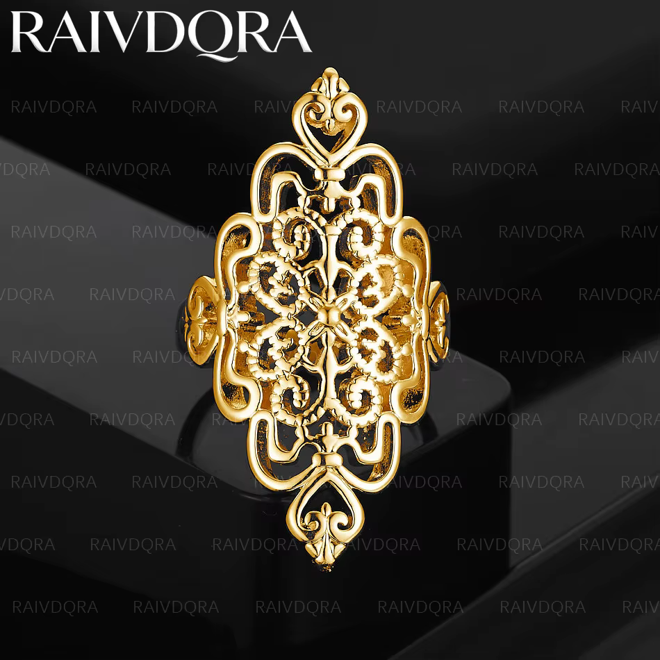 Bague plaquée or 18 carats, motif creux rétro, pour femmes et hommes, bijoux élégants, tendance, cad