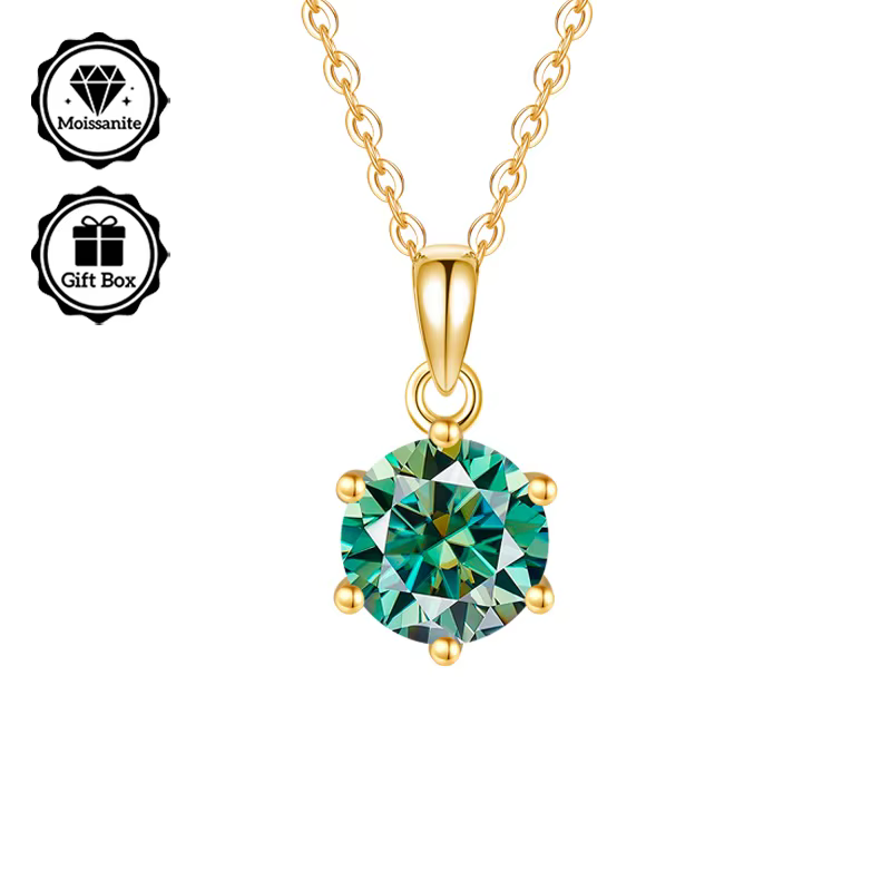 LAMVOICE bijoux pour femmes collier moissanite 2 carats, collier hypoallergénique, plaqué or, cadeau