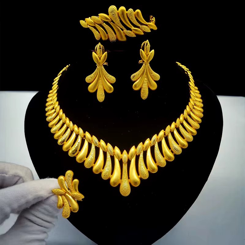 ANIID-Ensemble de Bijoux Indiens en Or 24K pour Femme, Collier de Luxe Éthiopien, Dubaï, Nouveaux Ca