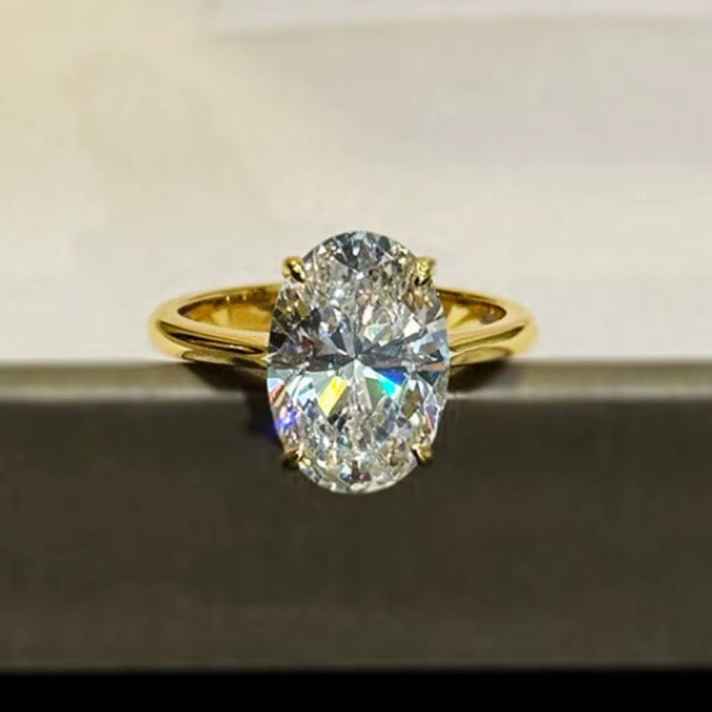 Bague ovale en or 14 carats, diamant Moissanite de laboratoire de 4Ct, bague de mariage pour femmes,