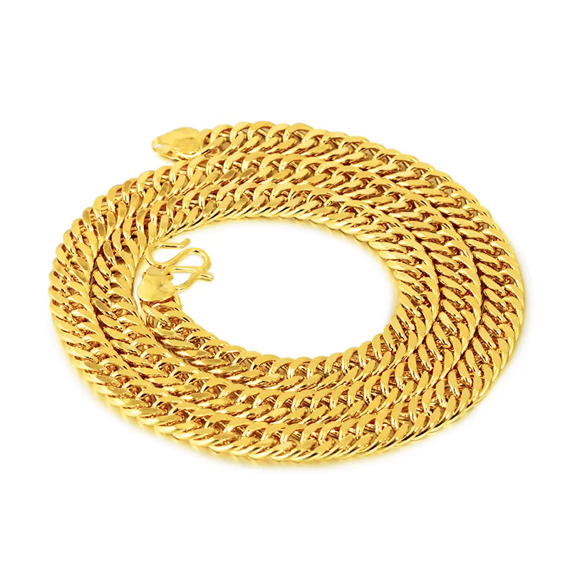 Collier plaqué or 24 carats 10 mm, bijoux solides pour hommes et femmes