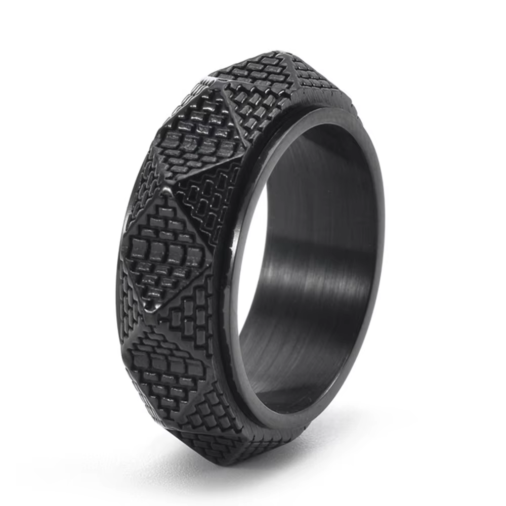 Bague rotative en acier inoxydable pour hommes, Style Punk rétro égyptien, pyramide en titane et aci